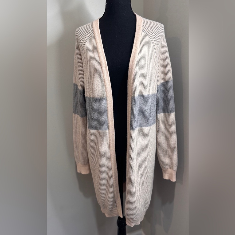 Kerisma Neutral Ribbed Open Cardigan Colorblock Cozy‎ Sweater M/L